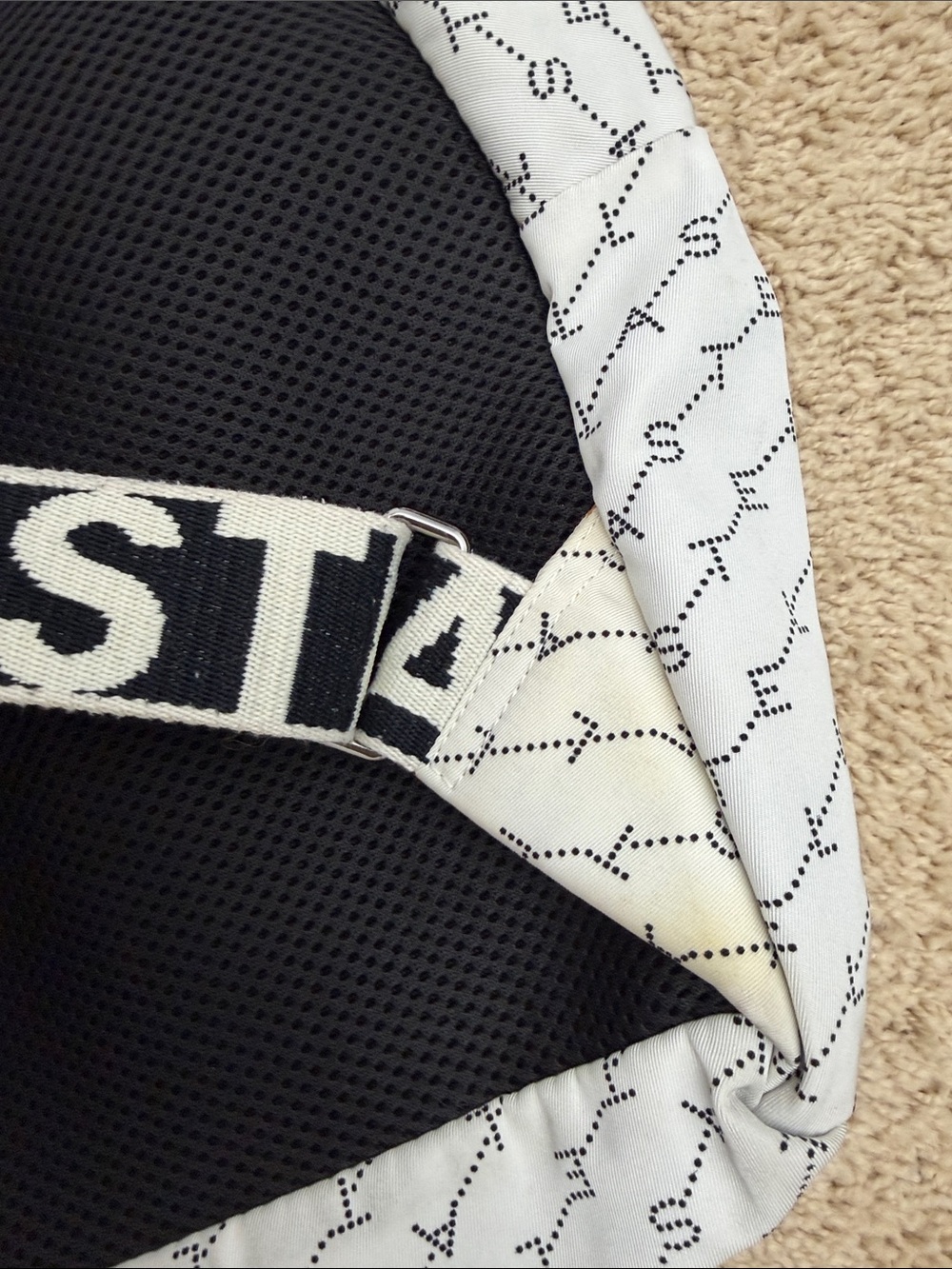 Stella McCartney Black & White Logo Strap Backpack - Picture 5 of 6
